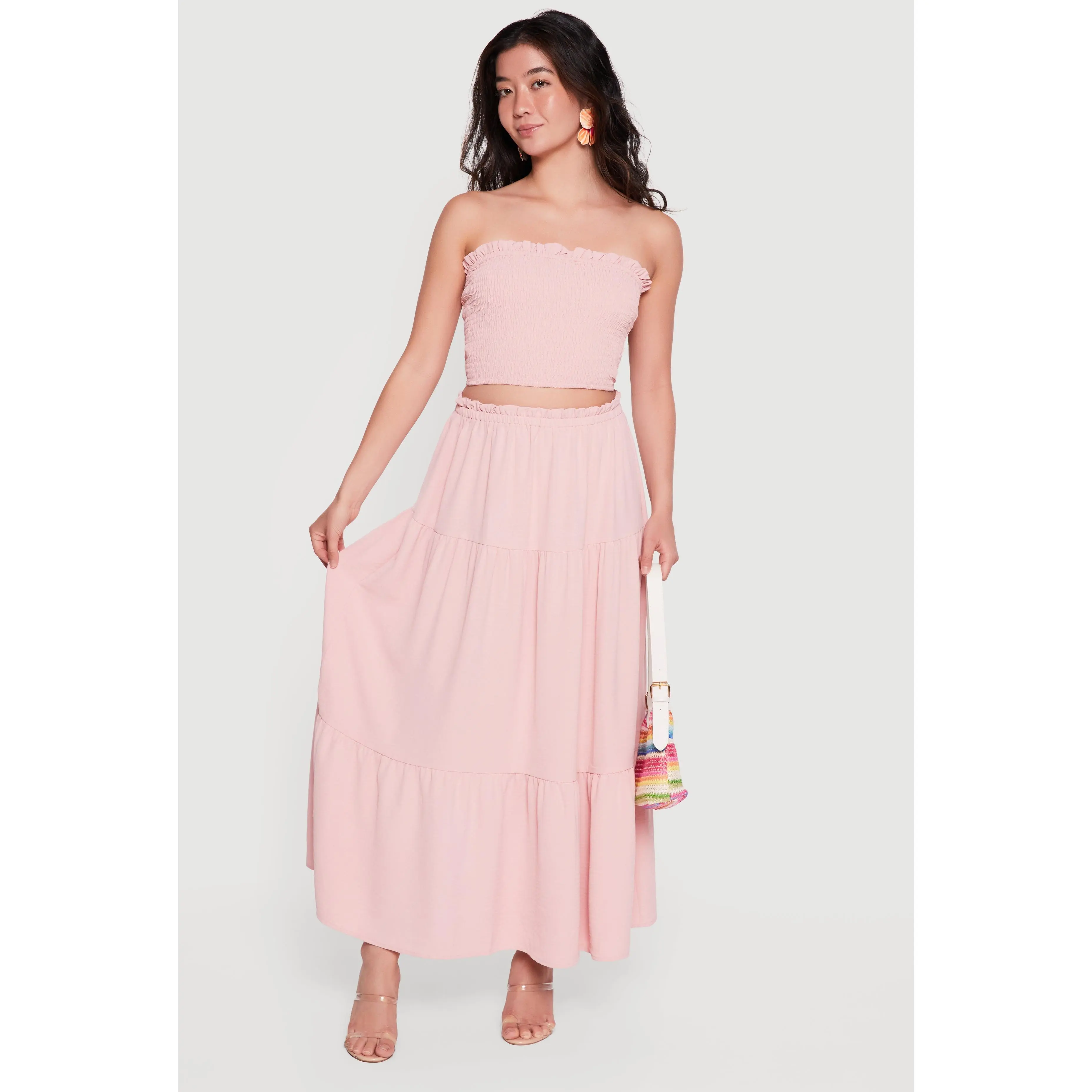 Crepe Knit High Waisted Tiered Skirt