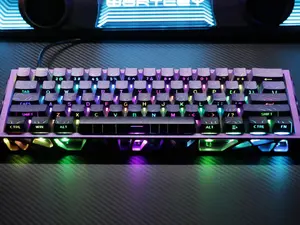 61-Key NJ61 Lattice Case 60% Mechanical Keyboard, Hot-Swappable Linear Red Switch, QMK/VIA Programmable, Full RGB Backlit, Compact Wired Gaming Keyboard for PC Gamer