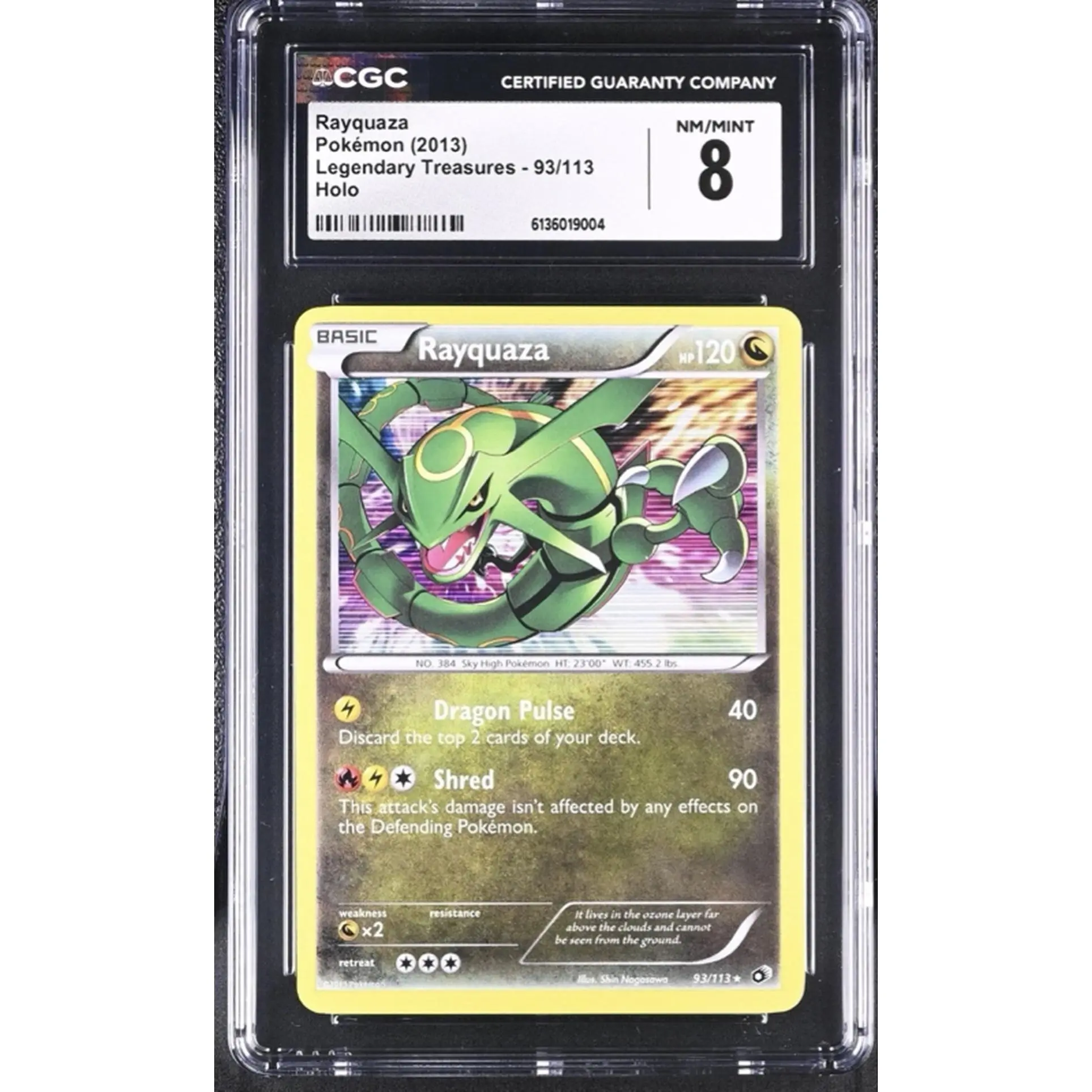 CGC 8 Rayquaza Pokemon Graded Trading Card 2013 Legendary Treasures 93/113 Holo NM/Mint Condition