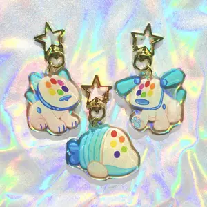 Music Robot Animal Glitter Acrylic Keychains - 3 Options for Nostalgia Lovers