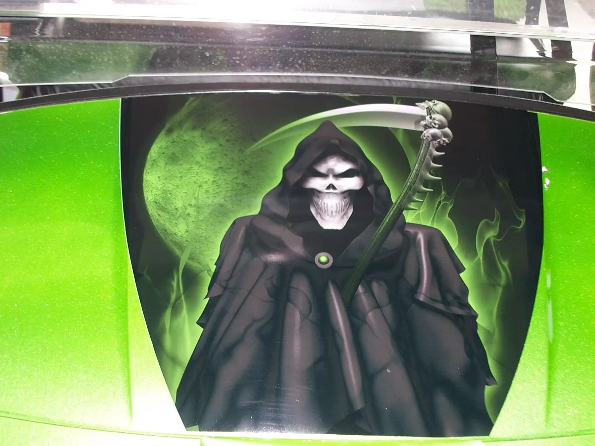 Golf Cart Grim Reaper  18" Hood  Stripe Graphic FITS all Year and Model EZGO Club Car and Yamaha