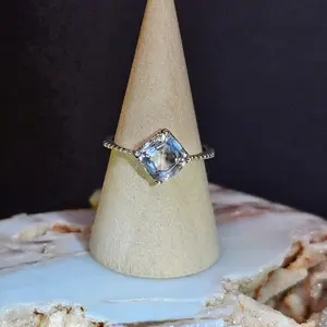 Square Clear Quartz Ring, adjustable rings