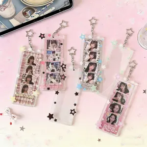 Colorful Star Acrylic Life Four-Panel Card Holder, Photo Strip Holder, Kpop Fan Gift, Durable Hard Case Design, Perfect for Collecting Cards & Photos