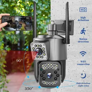 2K Security Cameras Wireless Outdoor Dual Lens, Pan-Tilt 360°View Cameras for Home Security, 2.4G/5Ghz WiFi Home Camera with Spotlights & Siren, 3MP Color Night Vision, Auto Tracking, 2-Way Talk