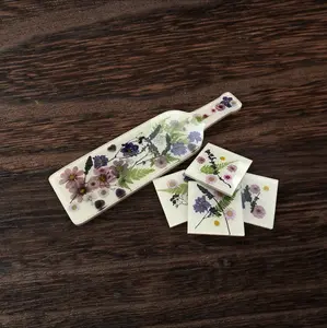 Handmade Epoxy Tray/Serving/Bottle Shaped Cheese Board/Decorative Tray With Matching Coasters