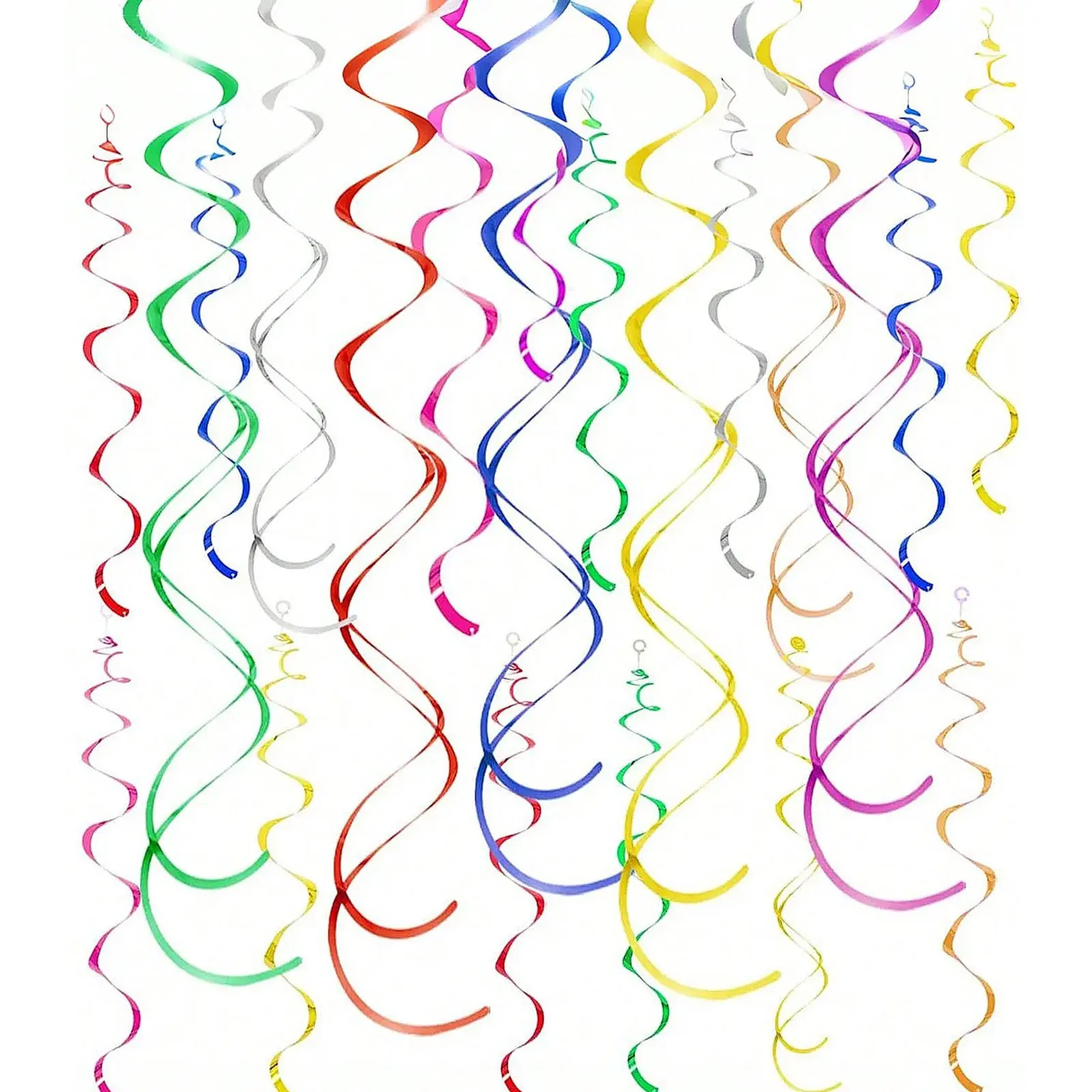 18-Piece Colorful Ceiling Swirl Foil Decoration Set, Hanging Plastic Party Streamers for Weddings, Thanksgiving, Graduations, Birthdays, Wedding Party Supplies