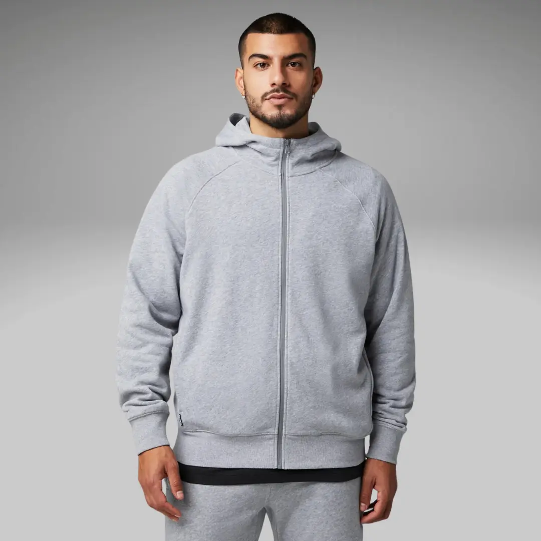 Fabletics Men's The Year Round Terry Full Zip Hoodie, Plain, Relaxed Fit, Polyester Fabric, With Pocket Fabletics Men's The Year Round Terry Full Zip Hoodie, Plain, Relaxed Fit, Polyester Fabric, With Pocket