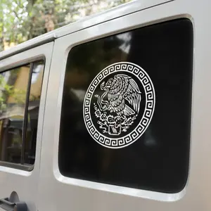 Car Window Decal, Eagle Shield, Escudo Mexicano,  Bandera de Mexico, Holographic Pearl, EasyPSV Permanent for Indoor and Outdoor Use