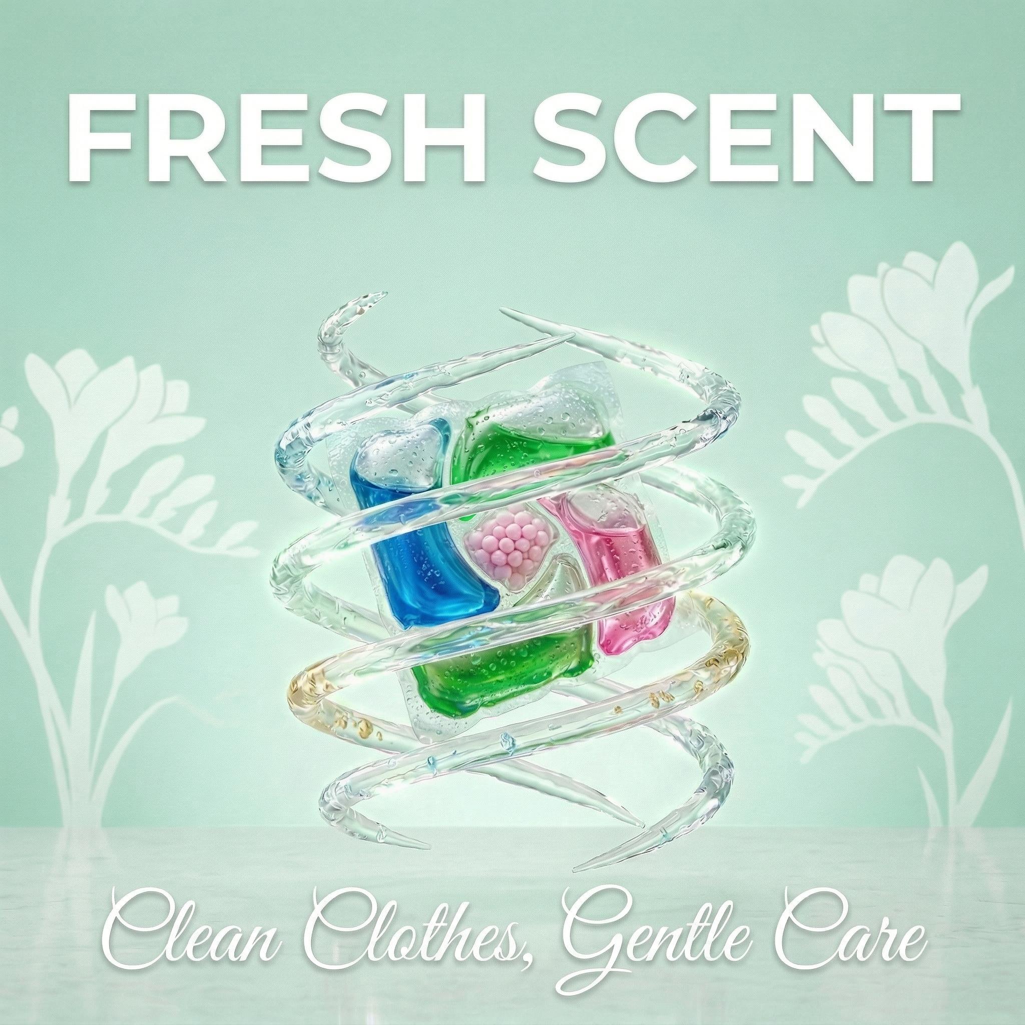 Z-Solicare-Fresh Freesia 6 in 1 Stain Fighting Odor Eliminating Ocean Breeze 138 Paks Multi-Chamber HE Compatible Laundry Detergent Pods for All Washing Machines