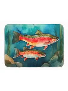 Carolines Treasures DAC2839RUG Trout Memory Foam Kitchen Mat, 19x27in Animal-Inspired, Art-Themed, Coastal, Cushioned, Dyed Household Textile Rug, Animal-Inspired Kitchen Rugs, Art-Themed Kitchen Rugs