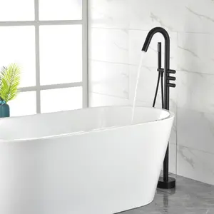 CUPC 3 Knob Freestanding Bathtub Faucet with Hand Sprayer 360 Swivel Bath Tub Faucets Set in Matte Black, Brushed Nickel, Brushed Gold, Brushed Gun Grey