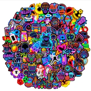 Water Bottle Stickers 100 Pcs Cool Cute Neon Sticker Packs, Prizes for Kids Classroom Rewards, Waterproof Vinyl Stickers for Water Bottles Laptop Scrapbooking Skateboard Journaling Luggage Tumbler etc