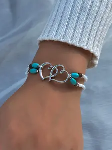 Boho Style Beaded Bracelet, Heart Design Bracelet, Heart Charm Bracelet, Heart Decor Double Layer Elastic Beaded Bracelet for Women & Men, Fashion Jewelry for Party, Daily Decor, Trendy  for Birthday Gift, Valentine's Day, Gift