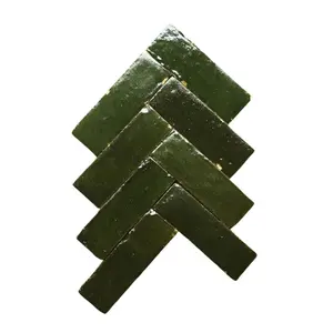 Handcrafted Moroccan Zellige Royal Green Bejamt 2" x 6" Tiles – Eco-Friendly & Durable