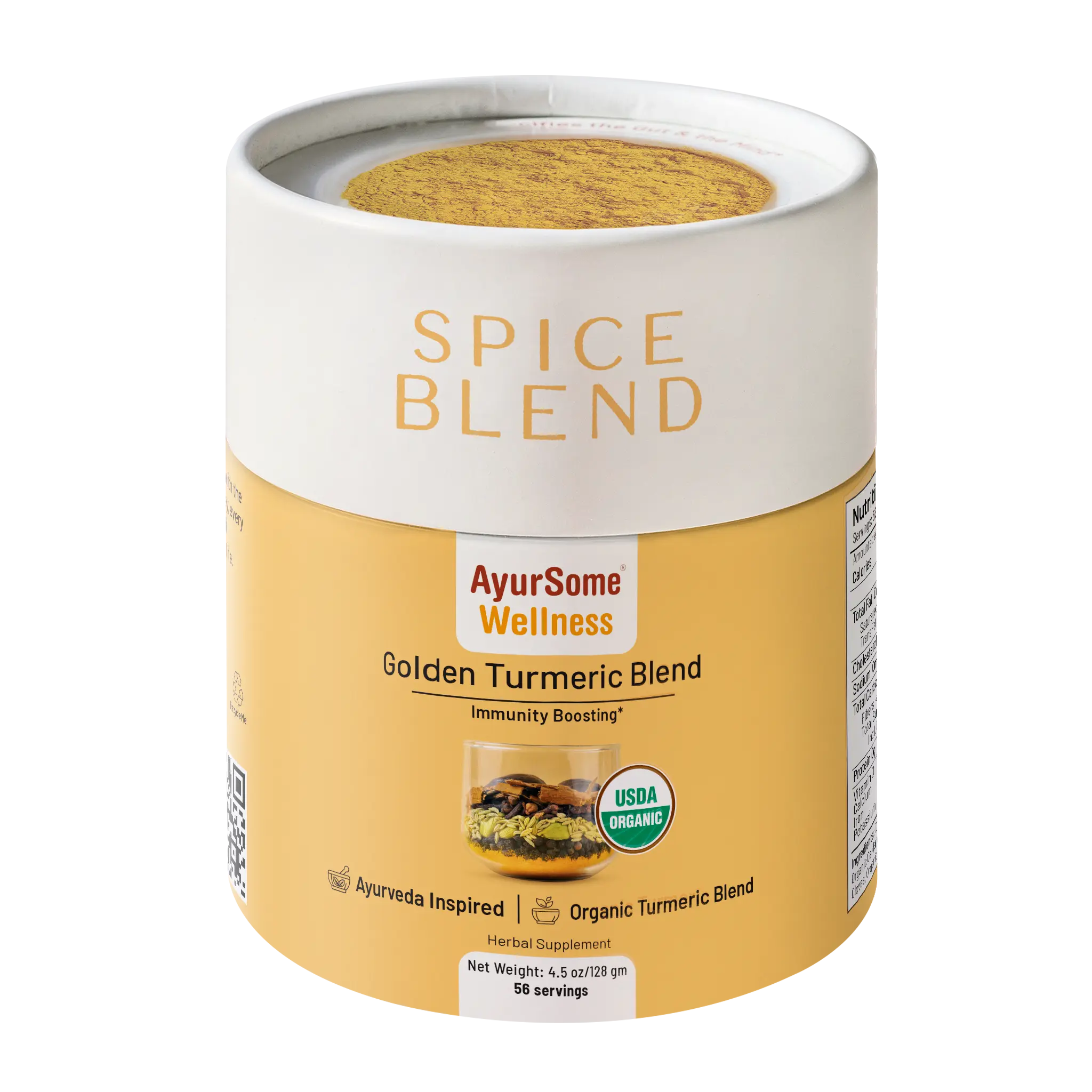 Organic Turmeric Spice Blend, Immunity Boosting*, AyurSome Wellness Golden Turmeric Blend, 4.5 oz, For Golden Milk & All Purpose Cooking