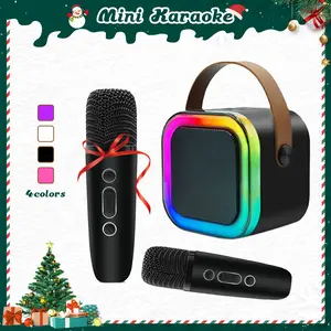 Portable Wireless Karaoke Speaker with Wireless Microphone,HIFI Stereo Sound KTV Speaker System,Wireless Speaker with RGB LED Lights,modified voice,Karaoke Machine for Outdoor,Travel, Best Gift for Home Party,Birthday Gift  speaker bluetooth Audio