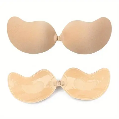 Backless Adhesive Invisible Push-Up Sticky Bra, Seamless Self-Adhesive Silicone Minimalist Lingerie for Women Lady, Reusable Nipple Cover Accessories, Buckle, Intimate Bra