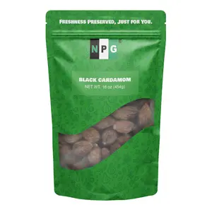 NPG Premium Black Cardamom Pods Whole (Tsao Ko/Cao Guo) 16 Ounces, Plump, Large, and Firm Brown Cardamom Seed Pods
