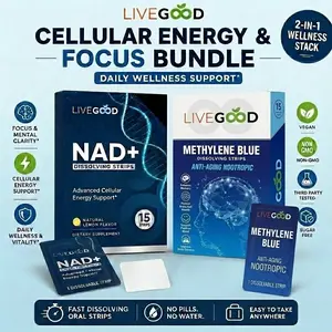 LiveGood Cellular Energy & Focus Bundle | NAD+ + Methylene Blue Dissolving Strips
