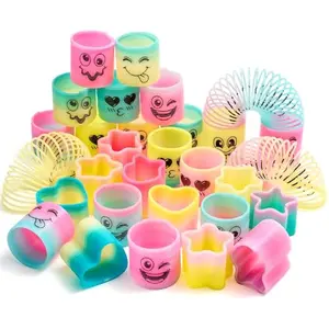 30 Pcs Spring Rainbow Party Favor, Mini Plastic Coil Spring Toy, Fidget Stress Coil Mini Springs Bulk Toys for Carnival Prize Birthday, Classroom Goodie Bag Stuffers