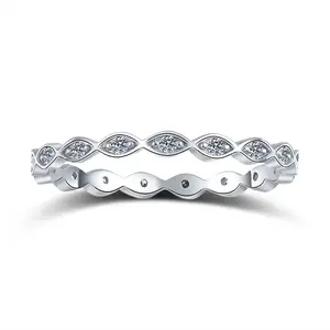 S925 Sterling Silver Stackable Band Ring Synthetic Moissanite Ring-569(50%)