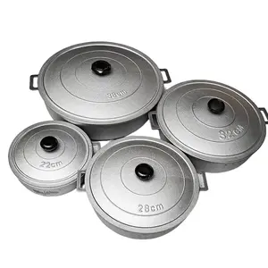 Mi Dutchi 4-Piece Dutch Oven Pot Set - Cast Iron Cookware for Stews Soups & Slow-Cooked Meals with Lid 22cm 28cm 32cm 38cm Diameter Durable Heat-Retaining Material Compact Size Easy Maintenance