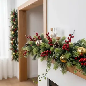 Realistic Norfolk Pine Garland with Vines, 78.7 Inch Artificial Christmas Plant, Indoor/outdoor Use, Desktop Fireplace Wall Decor, Christmas Ornaments