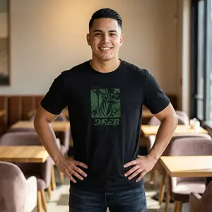 Green Stag Deer Illustration T-Shirt | Woodland Nature Antlers