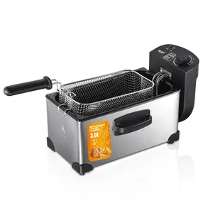 3.0L Electric Deep Fryer for Household & Commercial Use French Fries Constant Temperature Stainless Steel Oil Fryer