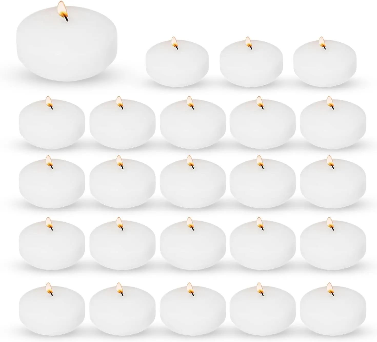 Floating Candles 2" White Wax Discs (24 Pack) – For Centerpieces, Pool, Wedding, Party & Home Decor