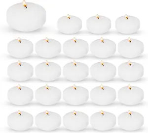 Floating Candles 2" White Wax Discs (24 Pack) – For Centerpieces, Pool, Wedding, Party & Home Decor