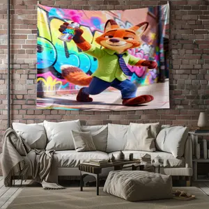 Zootopia Patterned Tapestry, Stylish Room Flag, Unique Wall Art For Living Room And Bedroom, Soft And Durable For Kids And Adults Daily Holiday Birthday Gift Bedroom Decoration