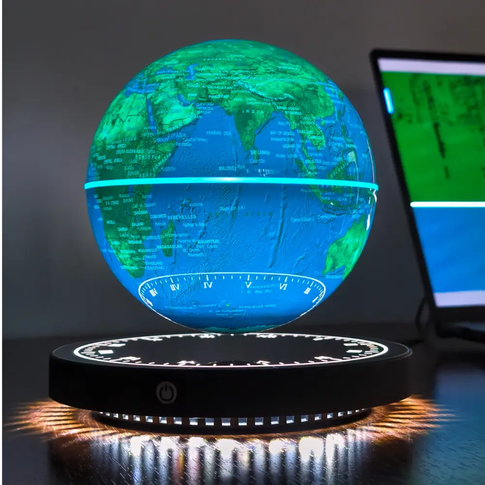 Magnetic Levitation Earth Globe - Levitates, 3D Self-Rotating Dimmable LED Night Light, E-Sports Desktop Ornament, Christmas Holiday Gift for Elementary-Junior High School Boys and Girls