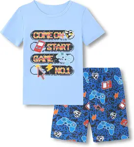 Boys Pajamas 2-Piece Summer Cotton Short Sleeve Kids PJs Snug Fit Sleepwear Set Size 2-14 Years