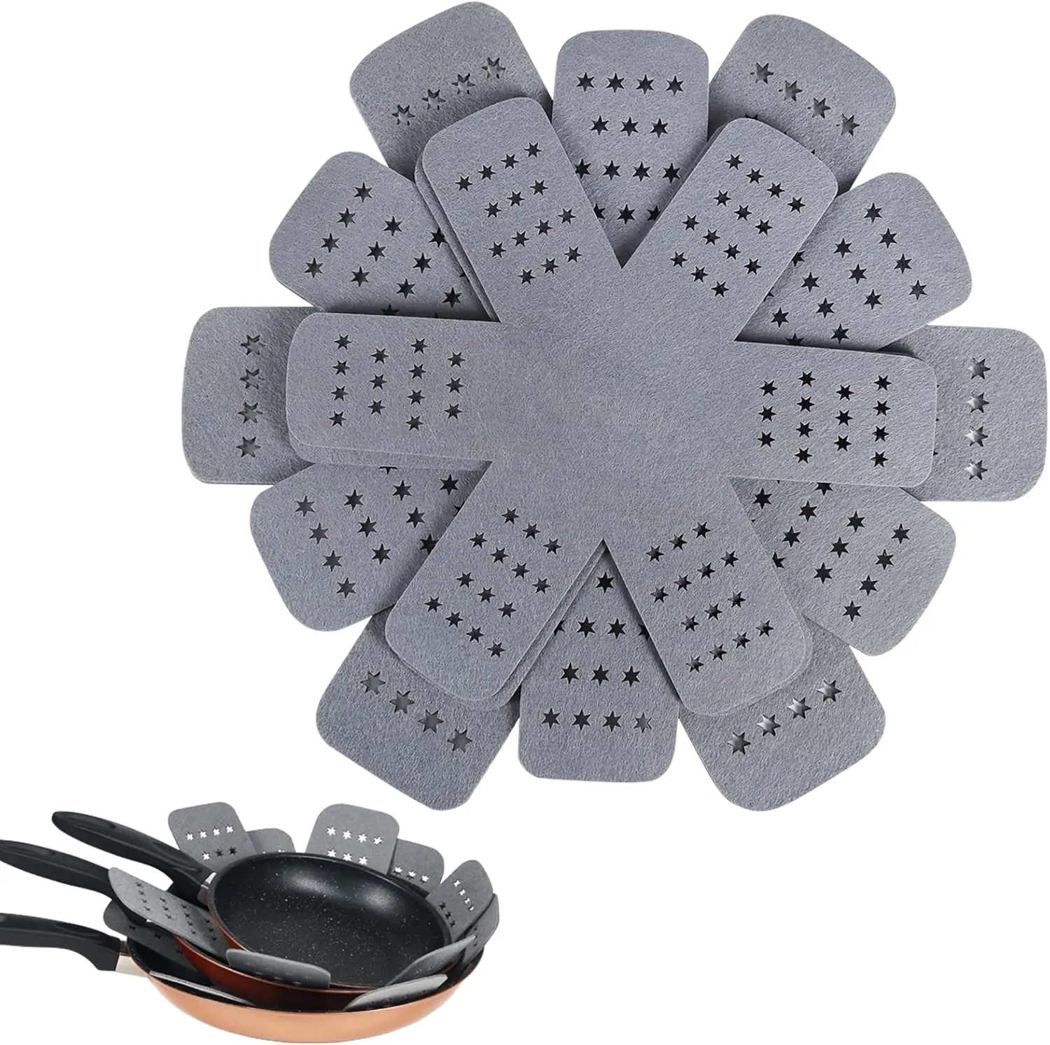 Pan and Pot Protectors, Larger & Thicker Pan Protectors with Stars, Pot Protectors for Stacking and Protecting Your Cookware