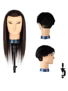 Male Mannequin Head with 100% Synthetic Chemical Fiber Hair, Thick Hair for Haircut Practice, Hairdresser Training Manikin Doll Head, Hair Stylist Training Tool