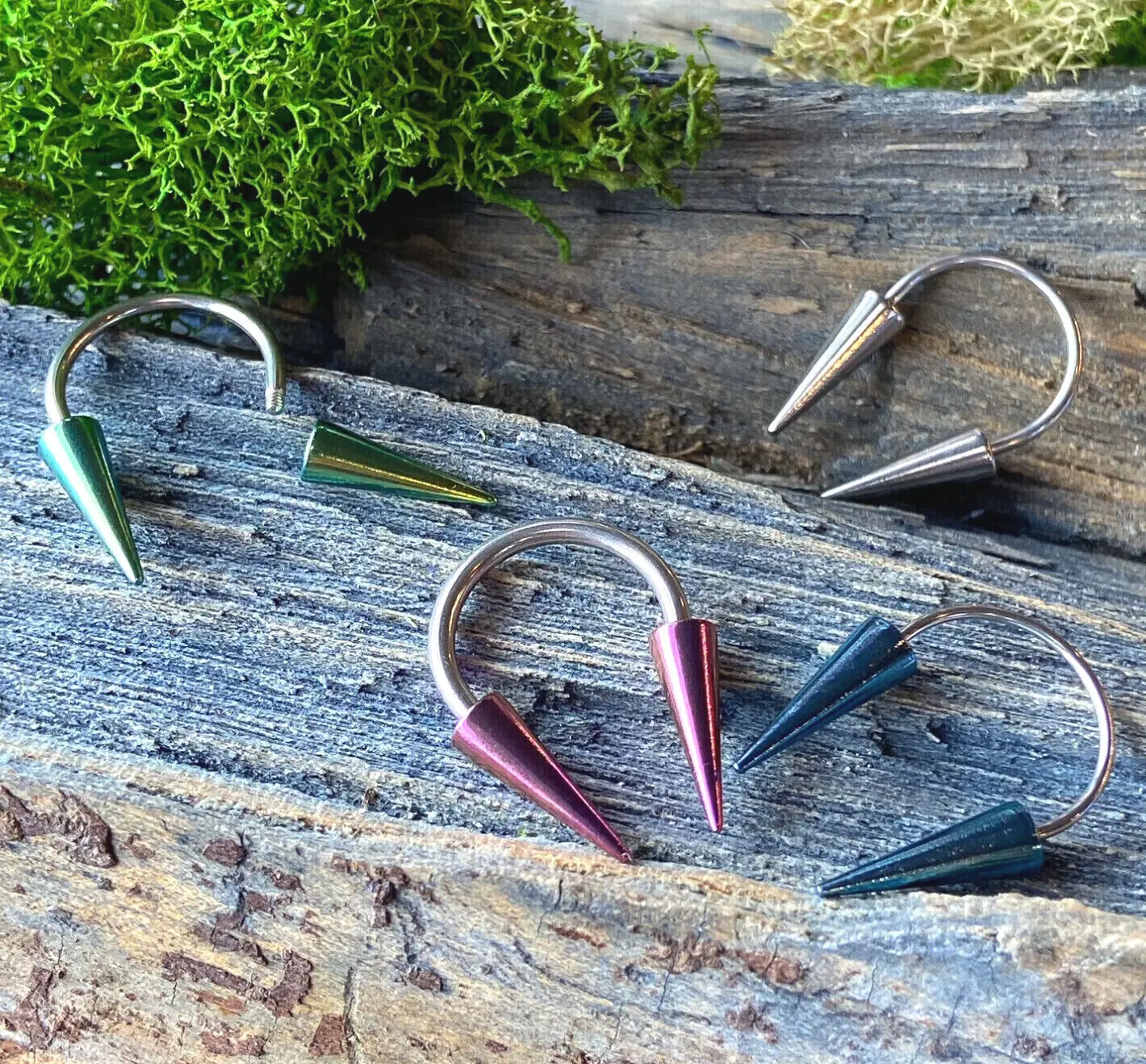 1pc Long Spikes Circular Barbell Color Spiked Horseshoe Septum Ring Piercing