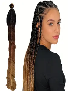 24 Inch Gradient Braided Wig, Curly Protein Fiber Hair, Stylish Updo Design, Perfect for Daily Wear and Parties, Hair Wigs