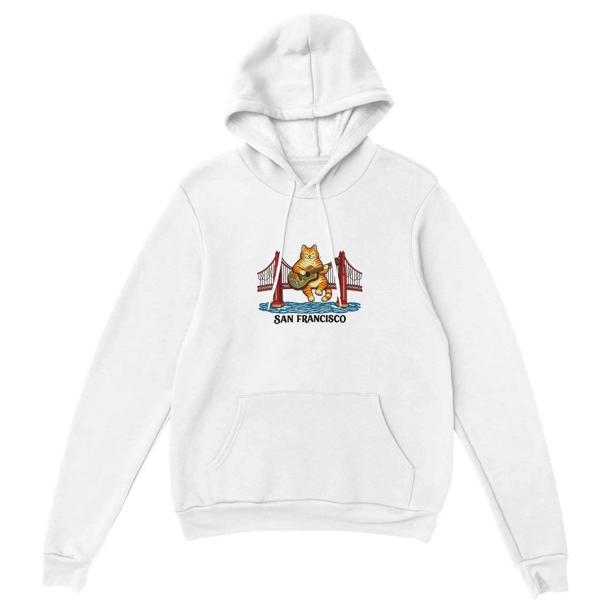 San Fransisco Hippy Cat Hoodie, Guitar cat, Perfect Gift, Gift