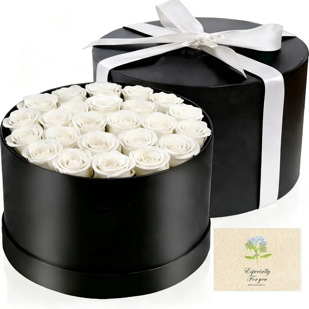 24 Artificial Rose Gift Set, Decorative Artificial Flowers, Soap Flower Box, Non-Washable, Ideal for Mother's Day, Valentine's Day, Birthday, Party Gifts, Includes Card