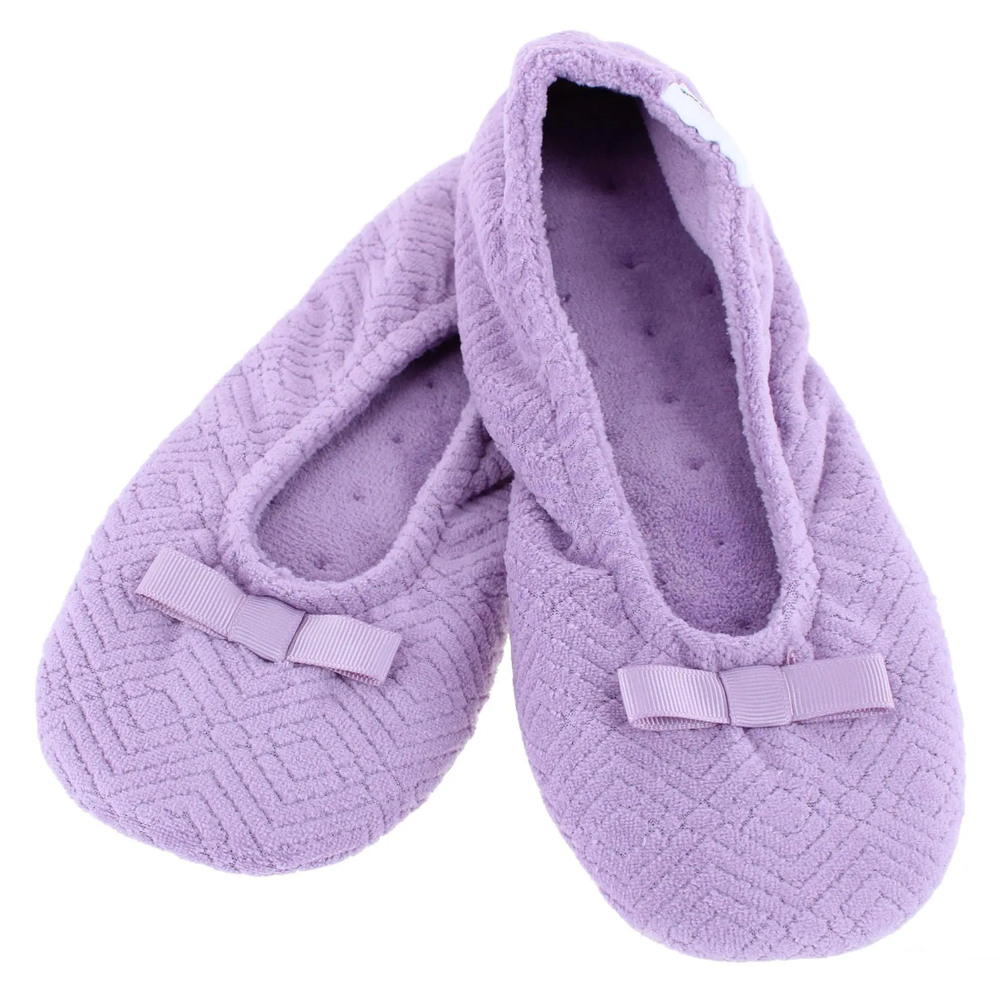 Women's Classic Ballerina Slippers, Flexible Slip On House Shoe with Ribbon Bow, Soft Cushioned Polyester, Durable Genuine Suede Sole, Footwear, Flat Heel, Casual, Closed Toe, Elegant