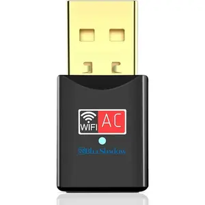 USB WiFi Adapter - Dual Band 2.4G/5G Mini Wi-fi ac Wireless Network Card Dongle with High Gain Antenna for Desktop Laptop PC Support Windows XP Vista/7/8/8.1/10 (USB WiFi 600Mbps)