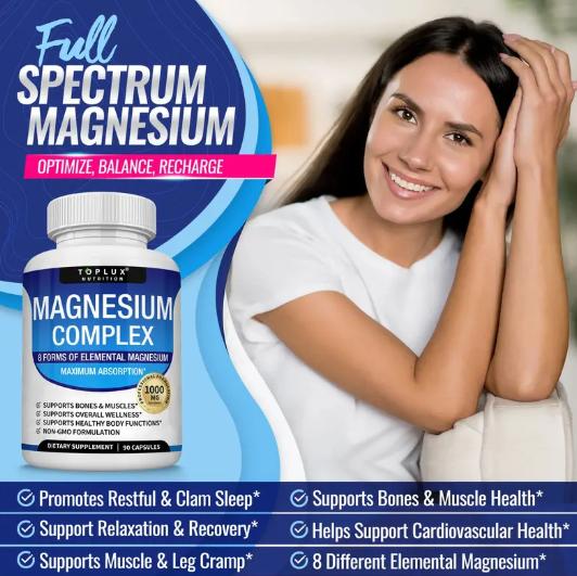 Toplux Magnesium Complex 8 Essential Magnesium Supplement 1000mg