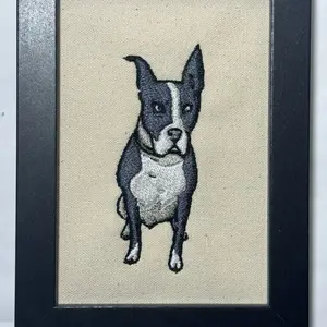 Bully Dog Pitbull Machine Embroidered and Framed!  Unique Canine Charm Tabletop Decor for Home or Office! Other Designs and Breeds Available! Desktop Decoration Signs