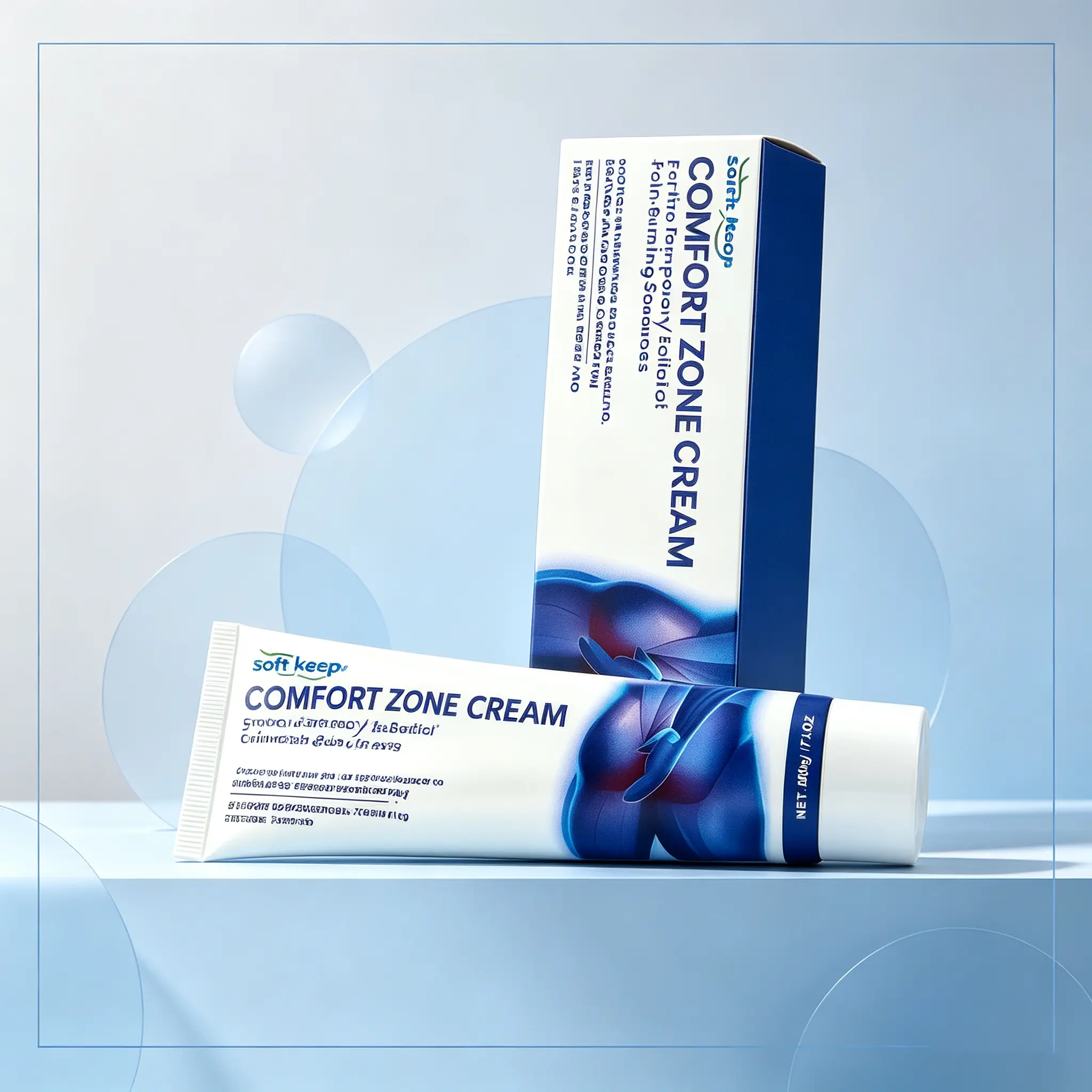 Natural Comfort Zone Hypoallergenic Moisturizing Cream 20g, Fast Soothing Relief for Irritated Fragile Skin, Ideal for Perianal & Intimate Sensitive Zone Daily Care