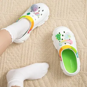 MINISO Official Licensed Care Bears Fuzzy Pom Pom Platform Clogs, Kawaii Charm Thick Sole Dopamine Summer Slides, Non-Slip EVA Garden Beach Shoes | CPSC 2026 Certified #DopamineShoes #CareBearsCollectibles