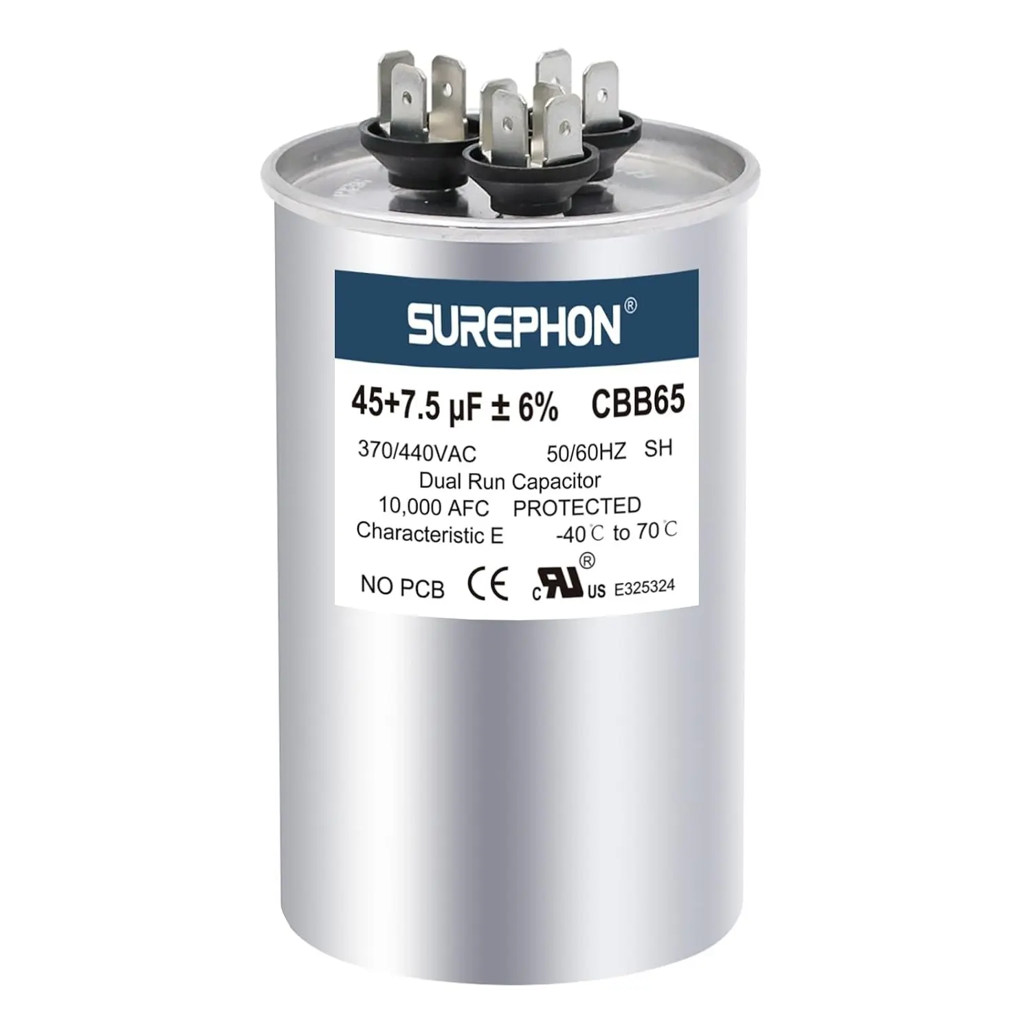 45+7.5 uF 45/7.5 MFD ±6% 370V/440V Dual Run Circular Capacitor CBB65 Ideal for AC Unit Fan Motor Start or Heat Pump or Condenser Straight Cool