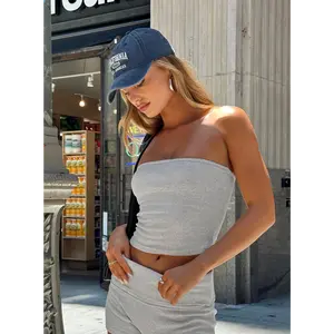 Baseline Strapless Rib Top Grey