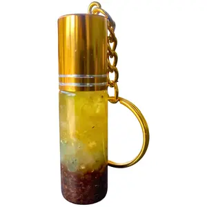 Money Keychain - Abundance Charm for Wealth Attraction Prosperity Energy & Daily Manifestation with Nutmeg Essential Oil Citrine Aventurine & Frankincense Resin - Nibiru Beauty LLC