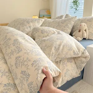 4pcs Norwegian Forest Bedding Set, Breathable Skin-Friendly, No Sweat, Cloud Velvet Texture, Low Saturation Soft Fabric, Includes Sheet + Fitted Sheet + Pillowcases, Soft Bedding Sets